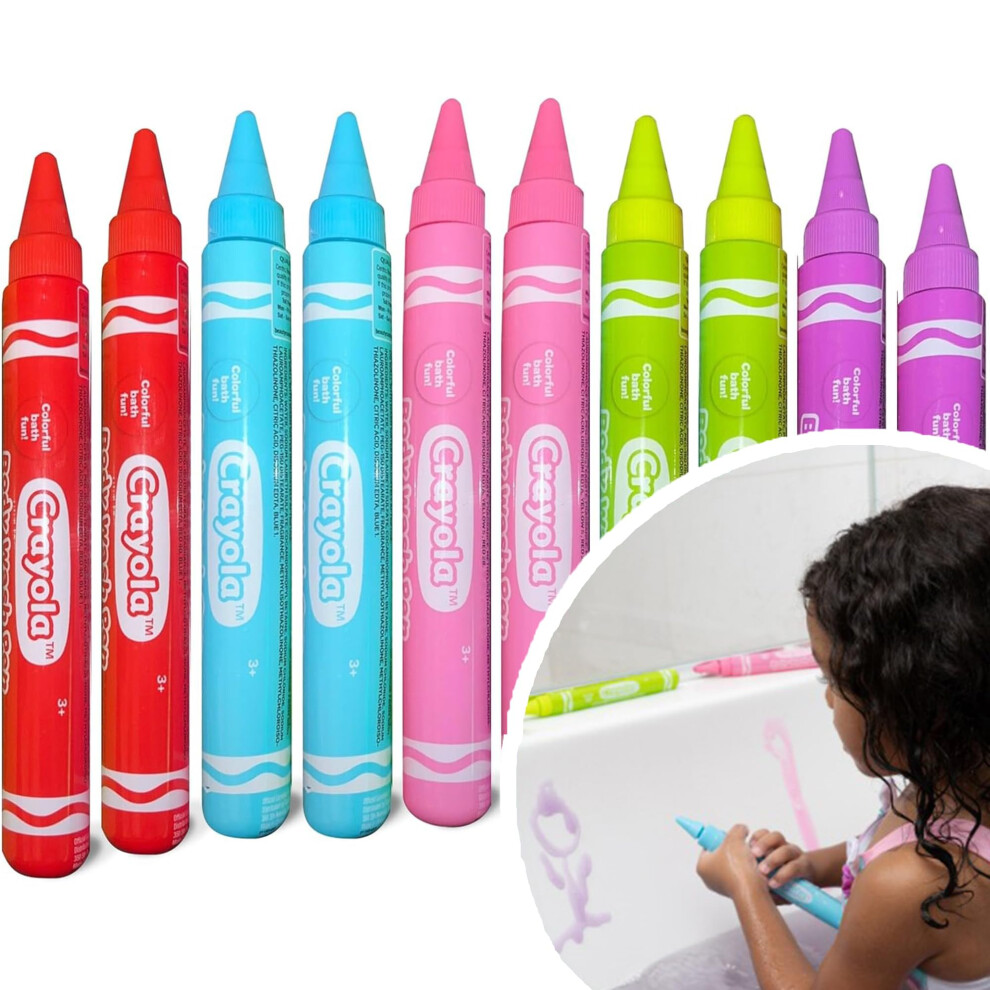Crayola Kids Scented Body Wash Pens  10 Pack Washable Kids Bath Paint in Assorted colors  Non-Toxic for Toddlers and Kids Bathtime Fun