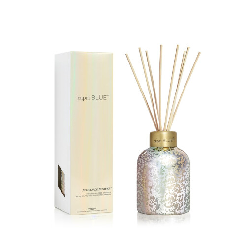 Capri Blue Reed Diffuser - Wordt geleverd met ananasbloem geurende diffuser, olie-diffusersticks en kwik iriserende glazen fles - aromatherapie-diffu