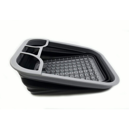 SAMMART Collapsible Dish Drainer with Tray - Foldable Drying Rack Set - Portable Dinnerware Organizer - Space Saving Kitchen Storage Tray (1  Gre 2