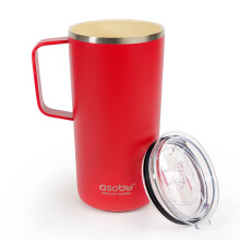 Asobu Tower Mug Keramische, van binnen gecoate, ge   soleerde roestvrijstalen beker voor puur koffiegenot met een handvat dat makkelijk vast te hou