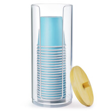 IWNTWY Badkamer Beker Dispenser Mondwater Bekers Houder Fit 3oz Wegwerp Papieren Beker Helder Acryl Bus Katoen Ronde Pad Houder Make-up Organisator m