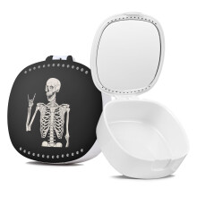 TIHYWR Retainer Case met Spiegel & Ventilatiegaten - Nachtbeschermer & Orthodontische Aligner Case Black Skull