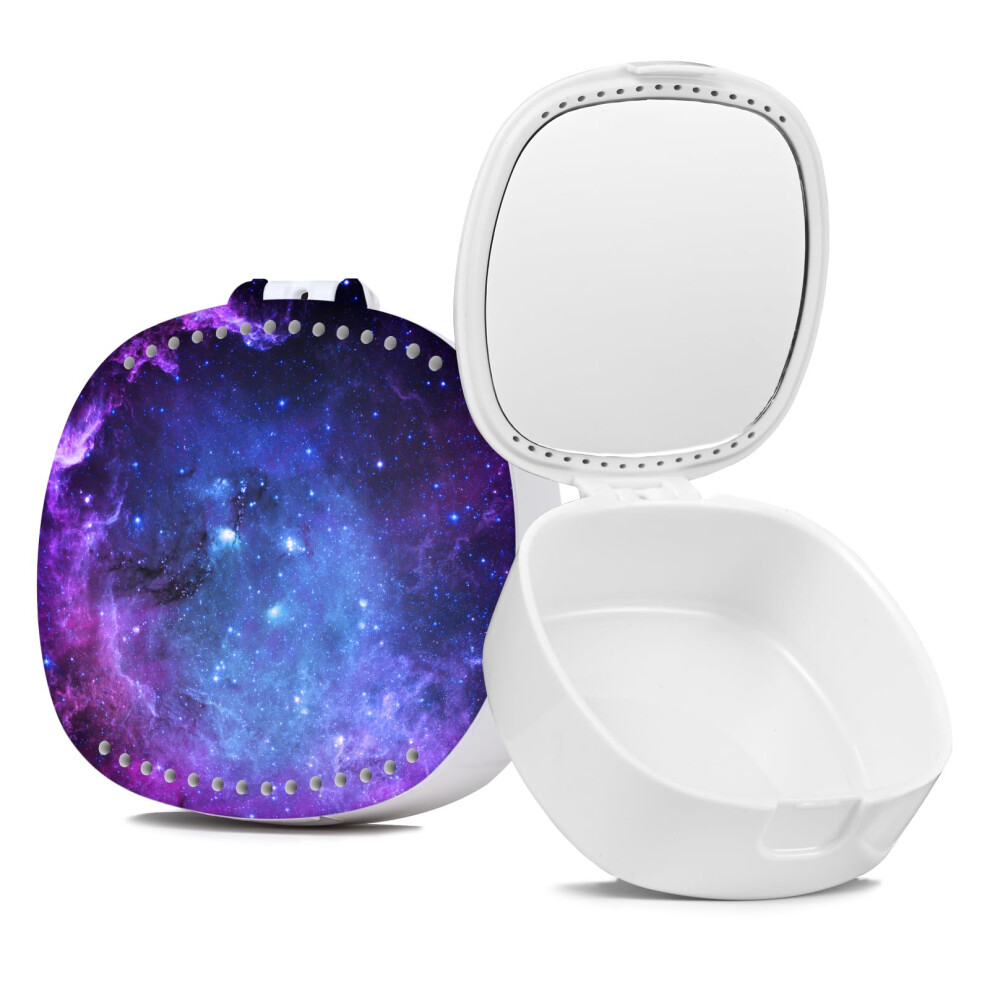Tihywr Purple Retainer Case With Mirror And Ventilation Holes - Mouth Guard Denture Orthodontic Aligner Night Guard - Star