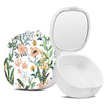 TIHYWR Retainer Case med spegel och ventilation - Night Guard & Ortodontic Aligner Case White Flower Design
