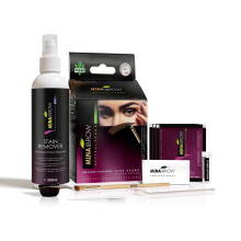 MinaiBrow Tint Kit Dunkle Augenbrauen | Nat   rliches Augenbrauen-T   nungspuder mit Fleckenentferner entfernt sanft Farbe von der Haut     wischfeste