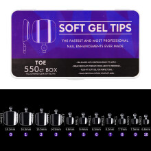 Cycullinyt Teennageltips Volledige dekking Clear Soft Gel Tips Teen Valse nageltips voor acrylnagels Verlenging met doos 550PCS 11 maten (stijl 15)