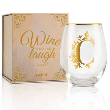 OneBttl Tasse de vin a vin sans stemles unique pour le vin rouge ou blanc - 18 oz en or monogramme - Pour les femmes filles feminines ses amis Co