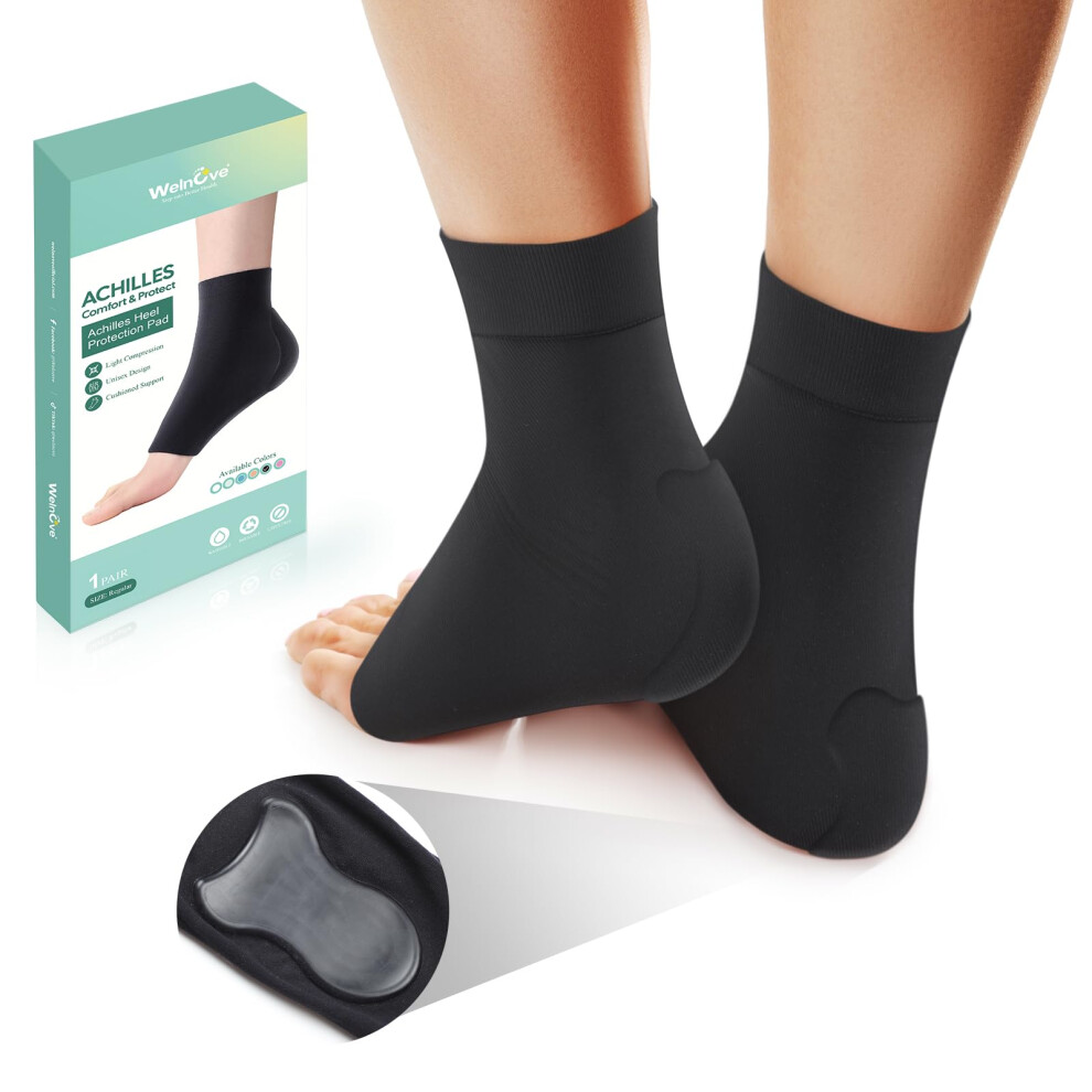 Welnove Achilles Tendonitis Heel Protector Socks - (Fsa & Hsa) Achilles Tendon Support Compression Socks - Gel Padded Sleeve For Cushion & Protection