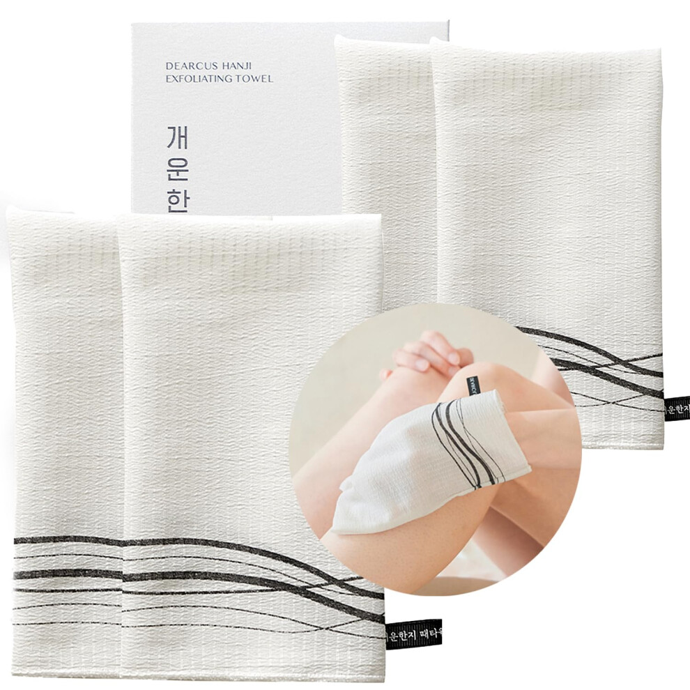 Dearcus Korean Exfoliating Washcloth Towel 4 Pcs Hanji Bath Washcloths Mitt Scrub Body Washcloth Glove Skin Irritation Free Korean Mulberry Bark Reusable S
