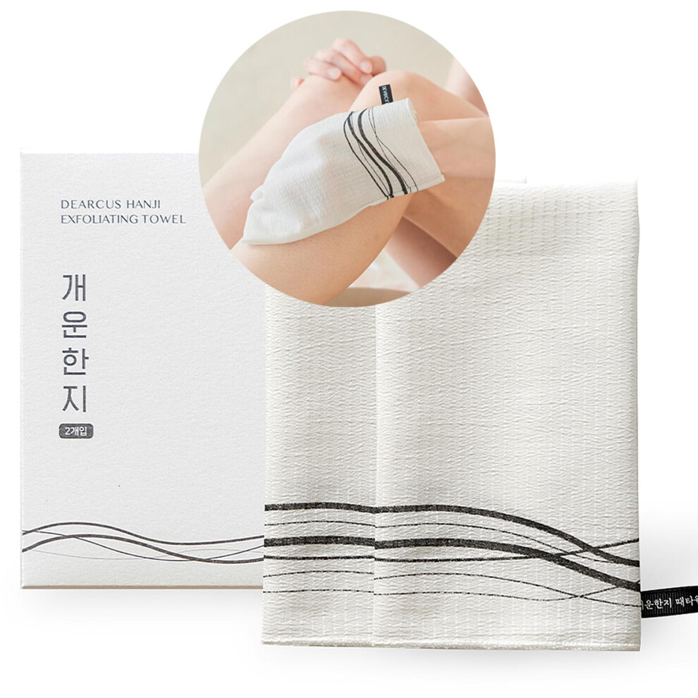 Dearcus Korean Exfoliating Washcloth Towel 2Pcs Hanji Bath Washcloths Mitt Scrub Body Washcloth Glove Skin Irritation Free Korean Mulberry Bark Reusable So