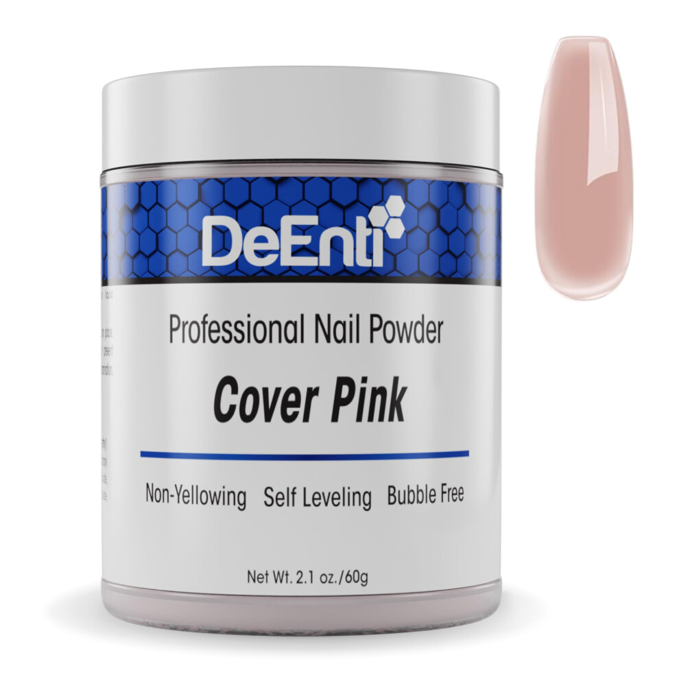 DeEnti Acrylic Nail Powder  2oz Cover Pink Acrylic Powder Dip for Nails  Long Lasting Salon Quality  Bubble Free Professional Nail Powder for Manicure