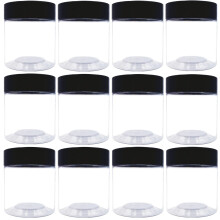 12 stuks 4 oz plastic potten doorzichtige opslagcontainers met brede opening en zwarte deksels lege ronde doorzichtige plastic potten met deksels en