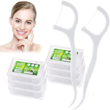 Leioua Tandzijde Picks 300 Counts Unflavored Duurzame Wegwerp Floss Threaders Pro Health Sticks voor volwassenen en kinderen 6 Handige reiskoffers