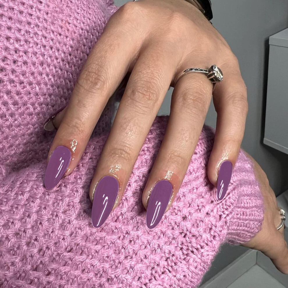 Xcreando Purple 48Pcs Dark Press On Nails Almond Fake Nails Glue On Nails Medium Length Almond Shaped Nails Press Ons Stiletto Nails False Nails For Women Me