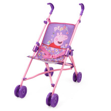 Peppa Pig : Poussette parapluie pour poupée - Fleurs violettes et roses - Accessoire pour poupées jusqu'à 61 cm - Design pliable - Auvent rétract