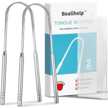 2-pack tongschraper 100% chirurgisch 304 roestvrij staal tongreiniger voor volwassenen en kinderen Professionele tongborstel voor mondverzorging Verb