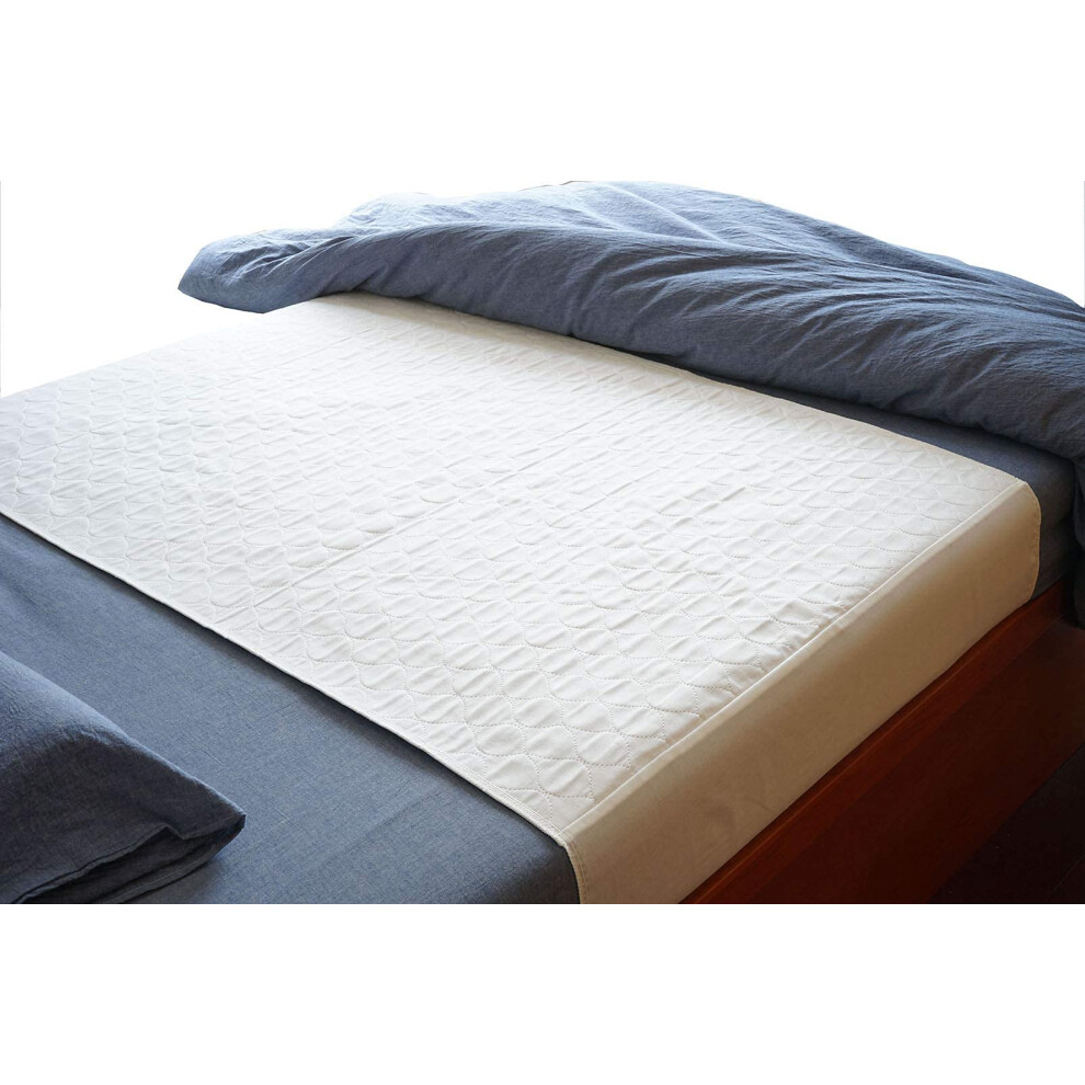 Careboree Pack Of 2 Cotton Top-Layer Reusable Tuckable Underpads Incontinence Bed Pads Queen 34""""X60"""" Washable 21"""" Wings