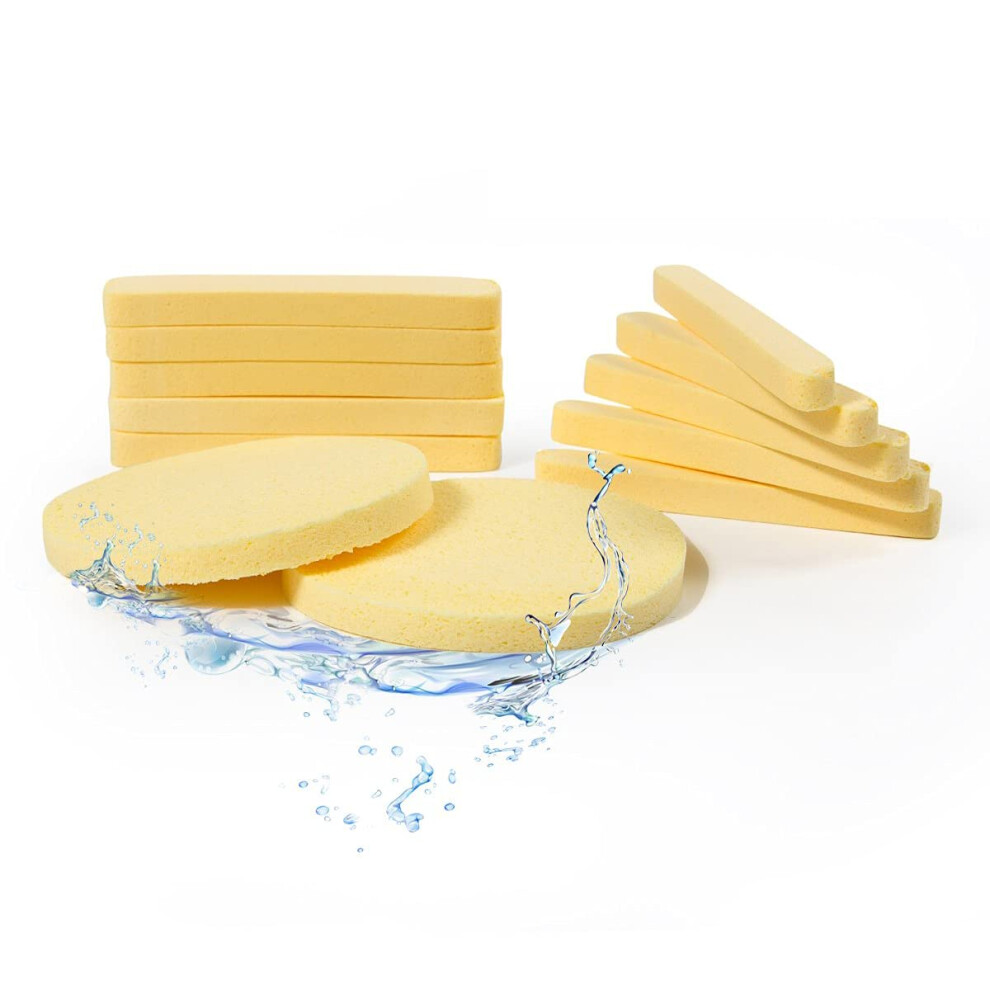 Tegelrying Yellow Facial Sponge Compressed 60 Pcs Pva Professional Makeup Removal Wash Round Face Sponges Spa Pads Exfoliating Cleansing For Women