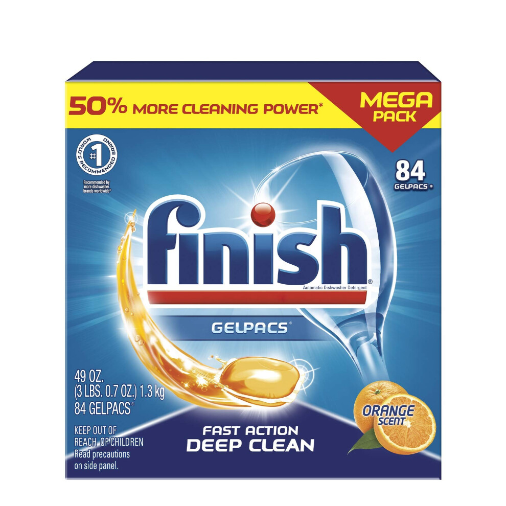 Finish Gelpacs Dishwasher Detergent  Orange Scent  84 Count