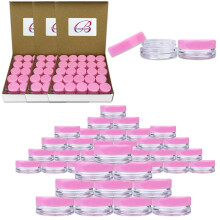 Beauticom 3G/3ML ronde doorzichtige potten met roze deksels voor kleine sieraden vasthouden/mengen van verf, kunstaccessoires en andere knutselbenodi