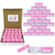 Beauticom 3G/3ML ronde doorzichtige potten met roze deksels voor acrylpoeder, strasssteentjes en andere nagelaccessoires - BPA-vrij (aantal: 100 stuk