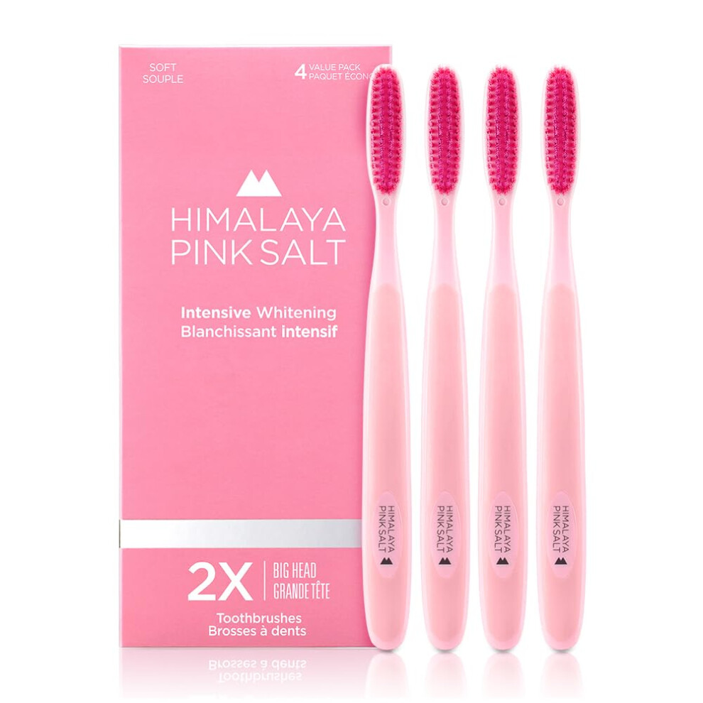 Himalajan Vaaleanpunainen Suola Himalaya Pinksalt Intensive Clean Toothbrush 4 Count - Extra-Large Toothbrushes For Adults Plaque Remover For Teeth Tapered Bristles Gentle On Teeth