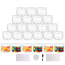 suituts 24-pack 10 oz (300 ml) Plastburkar med lock Matfrvaring Kryddburkar Hantverksfrvaring Favorburkar//Tmma burkar med bred mun fr Body B
