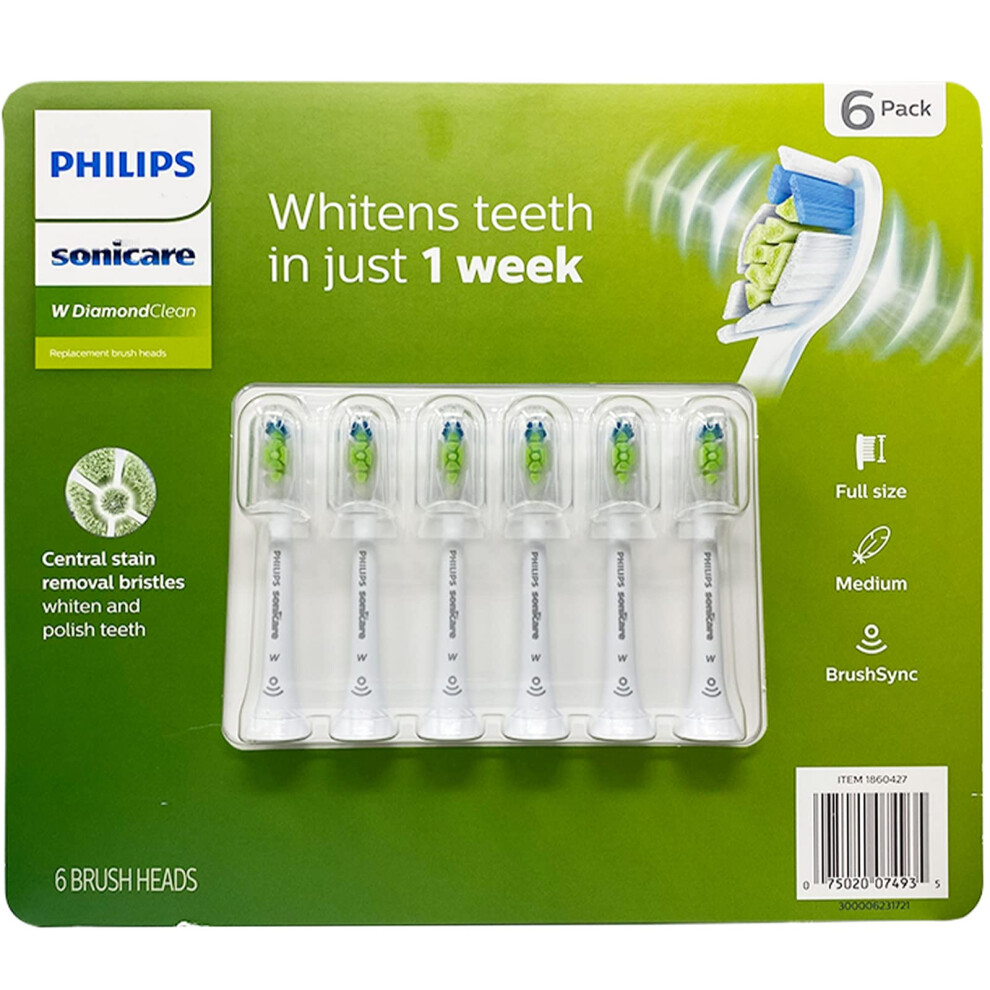 Philips Sonicare Diamondclean Standard Brush Heads 6-Pack (White) Hx6066/30