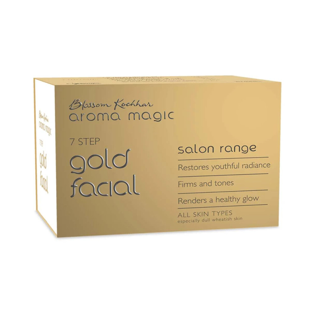 Aroma Magic Gold Facial Kit - Multi Use | 7 Steps Skincare Set | Firming & Toning Facial Kit | Enhance Dull Skin for Youthful & Radiant Glow | for All