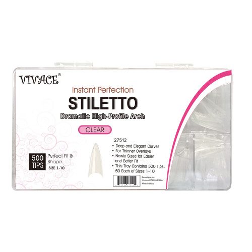 VIVACE Clear Stiletto 500 Ακρυλικές Ψεύτικες Άκρες Νυχιών με Διάφανο Κουτί 27512 1