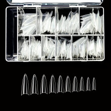 VIVACE Clear Stiletto 500 acryl valse nep-gelnageltips met doorzichtige plastic behuizing 27512 voor nagelsalon nagelwinkel (doorzichtige stiletto)