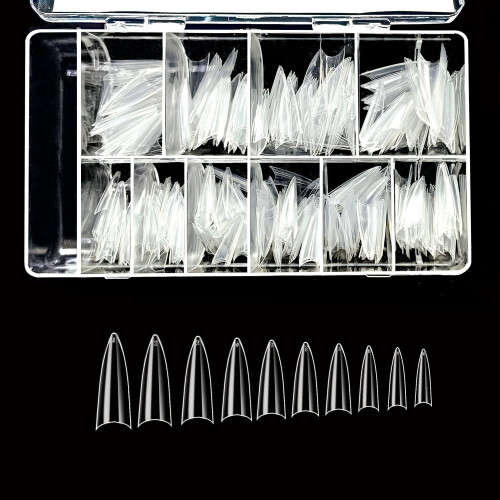 VIVACE Clear Stiletto 500 Ακρυλικές Ψεύτικες Άκρες Νυχιών με Διάφανο Κουτί 27512