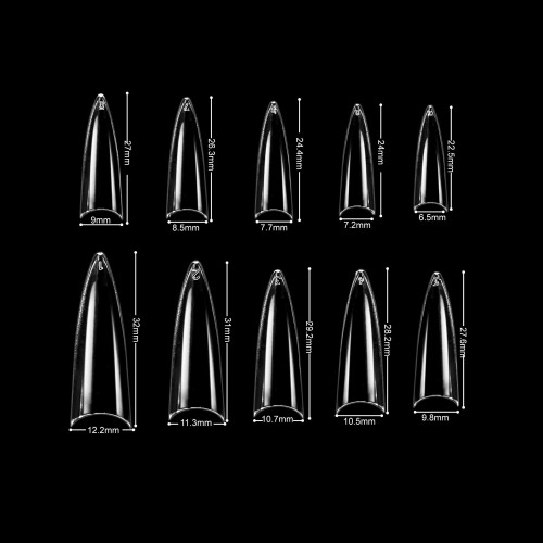 VIVACE Clear Stiletto 500 Ακρυλικές Ψεύτικες Άκρες Νυχιών με Διάφανο Κουτί 27512 2