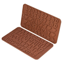 Moules de lettres de silicone Murong Moules de chocolat rutilisables avec des symboles de dcoration de gteaux de joyeux anniversaire (brun 2pcs)