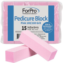 FORPRO PROFESSIONAL COLLECTION PINK PEDICURE BLOCK 100/180 KRIT Tre-sidet pedicure Nail Buffer 3,75 L X 1 W X 1 H 15-Count