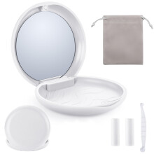 Premium Retainer Case Kit met spiegel Invisalign-koffer met 2 stuks Chewies Aligner Removal Tool en draagbare reistas Doorzichtige beugel Tandheelkun