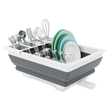 THANSTAR Opvouwbare afdruiprek, draagbaar servies, afdruiprek, organisator voor keuken, campers, reistrailer, ruimtebesparend keukenopbergvak