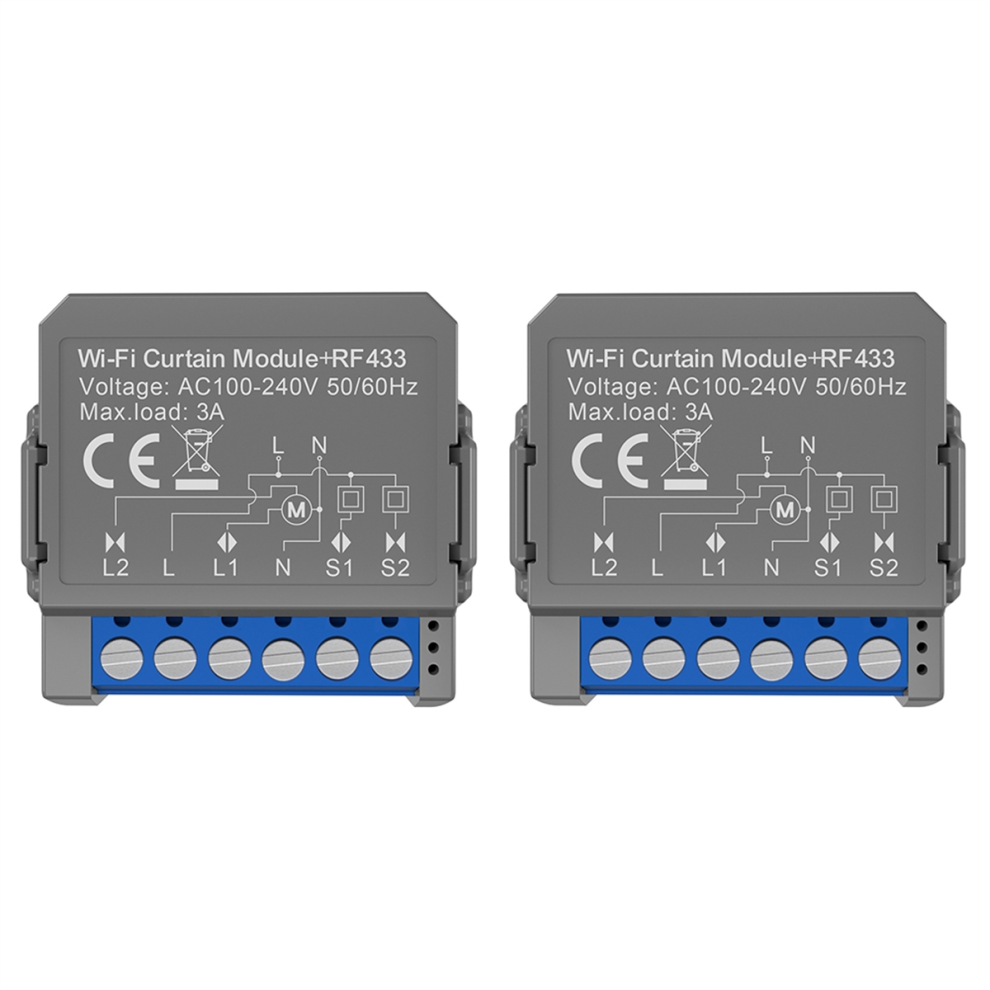 2Pcs Tuya Wifi Smart Curtain Switch Module With Rf433 Remote 4852091345876