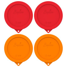 Sophico 2 Cup Round Silicone Storage Cover Lids Replacement for Anchor Hocking and Pyrex 7200-PC Glass Bowls (Container not Included) | Red-Orang