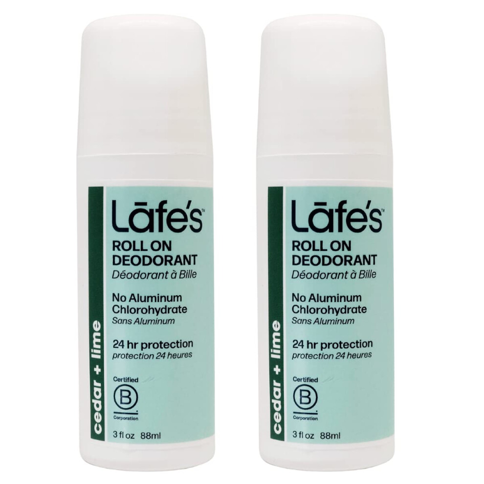 Lafe's Natural Deodorant | 3Oz Roll-On Aluminum Free Natural Deodorant | Cedar & Lime | 2 Pack