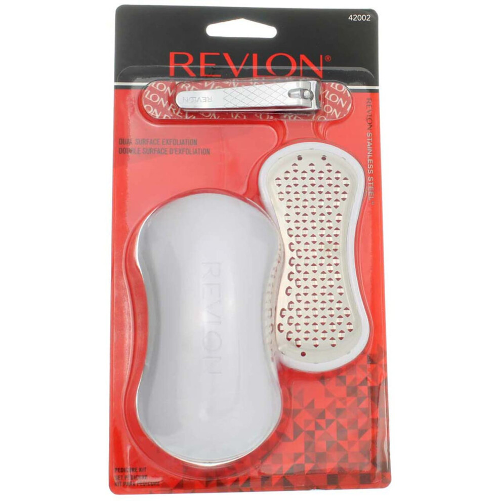 Revlon Pedicure Kit  PediExpert Foot File  Callus Remover & Nail Clipper  Nail Care Tools  Easy to Use  Stainless Steel  3 Piece Set