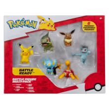 Pokmon PKW3614 Battle Figure Multipack - Pacote de 6 com Pikachu Pottrot Milza Sheinux Evoli e Machollo Figuras oficiais de 5 cm cada