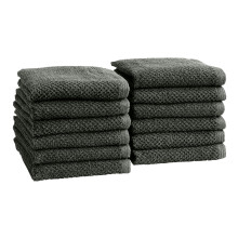 Asciugamano grigio scuro - 100% cotone, confezione da 12, 13x13 cm - Asciugamani assorbenti, ad asciugatura rapida e resistenti per il bagno - Fi