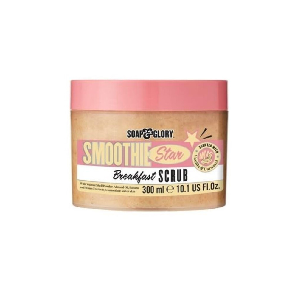 Soap & Glory Smoothie Star Exfoliating Breakfast Body Scrub - Buff & Smooth Body Scrub - Almond & Caramel Scented Body Polish - Brightening Body Scrub