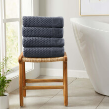 Great Bay Home Navy Badhanddoeken - 100% Katoen 4 Pack 54x27 Badhanddoekenset - Absorberende Duurzame Sneldrogende Handdoeken voor Badkamer - Low-Twi