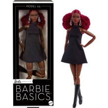 Barbie Basics Model 03 Collector Doll with Red Curly Hair Black Mini Dress & Boots Universal-fit Fashions Posable Tall Body & Swappable Doll Head