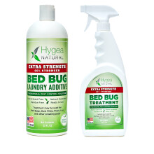 Hygea Natural Bed Bug & Lice Extra Styrka Eliminering Duo - Inkluderar 24 oz Spray & 32 oz Tvätttillsats
