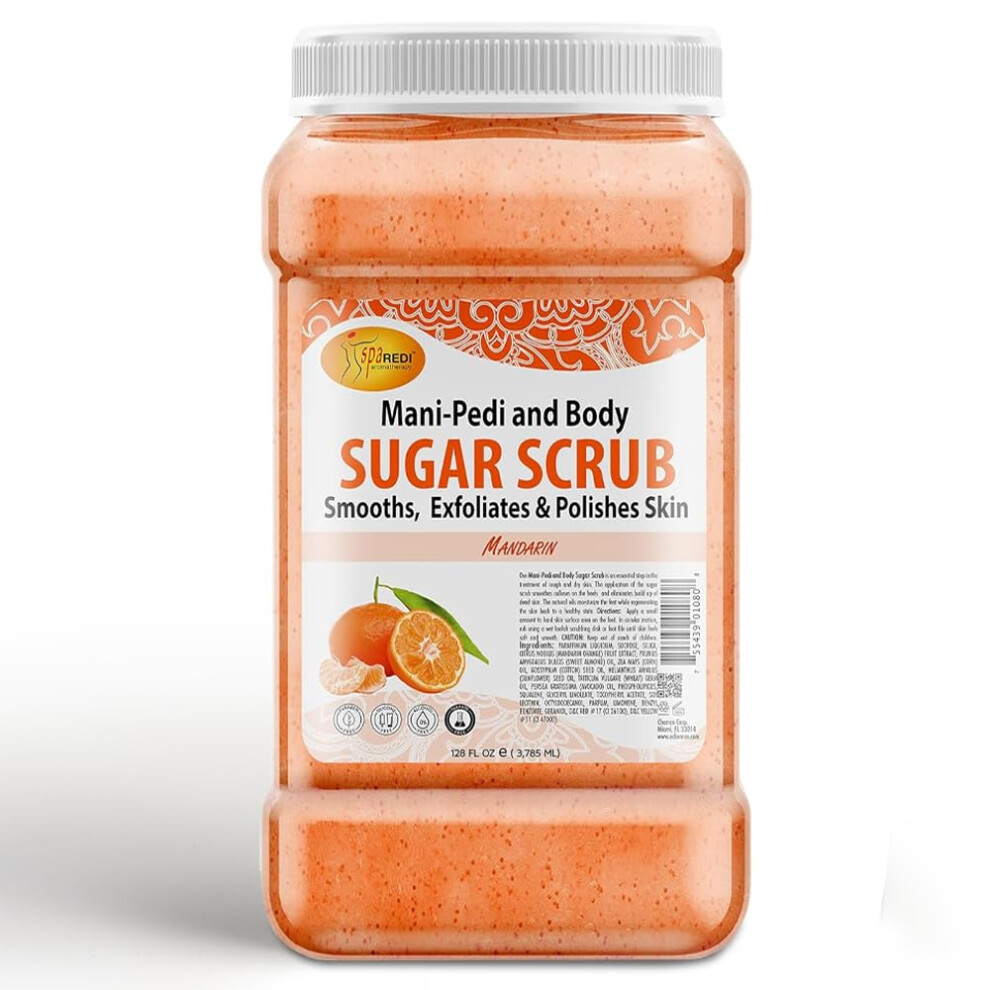 Spa Redi - Sugar Body Scrub Mandarin 128 Oz Exfoliating Moisturizing Hydrating And Nourishing Glow Polish Smooth And Fresh Skin - Body Exfolia