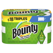 Asciugamani di carta Bounty Select-A-Size, 6 rotoli tripli, bianchi, 135 fogli per rotolo