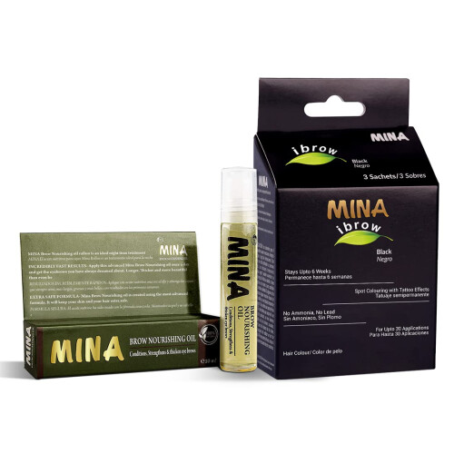 Kit tinta professionale MINA ibrow Henna con olio nutriente (nero)